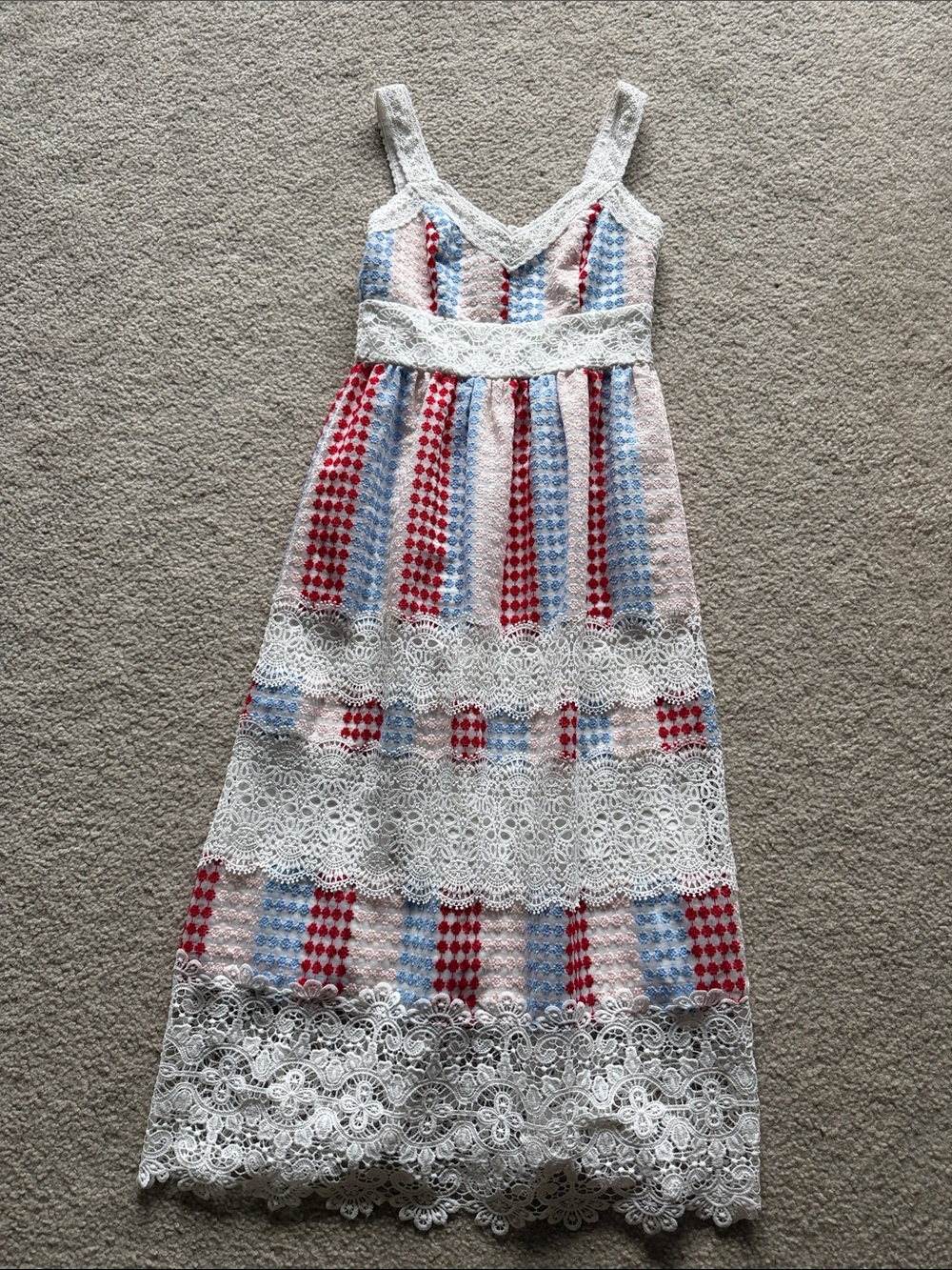 Adelyn Rae embroidered red white and blue dress size small